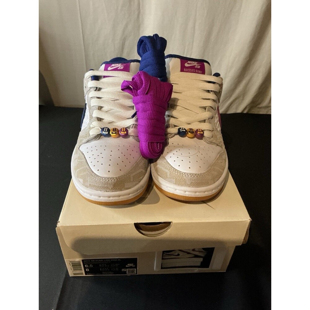 Nike SB Dunk Low PRM Rayssa Leal Pure Platinum Deep Royal Blue Men 6.5/Women 8 - Picture 3 of 4